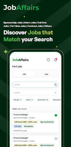 Android application JobAffairs screenshort