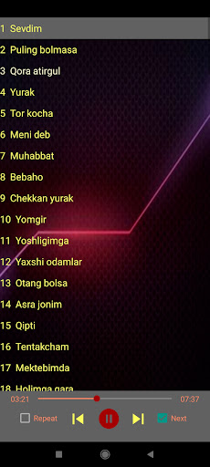 Android application Uzbek Qoshiqlari offline screenshort