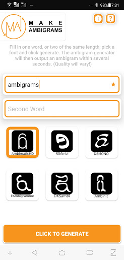 Android application Make Ambigrams screenshort