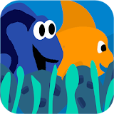 Blue cute fish icon