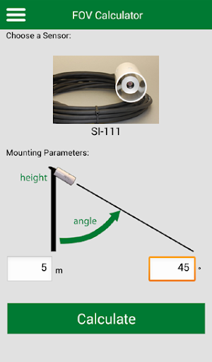 Android application Field of View Calculator screenshort