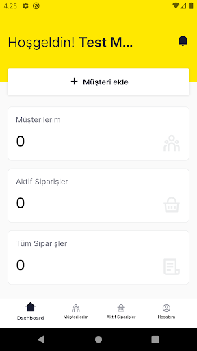 Android application topi: sipariş yönetimi screenshort