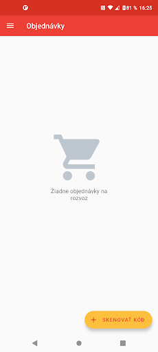 Android application BRGR kuriér screenshort