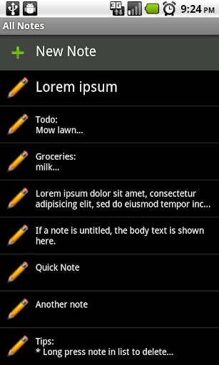 Android application JetNote screenshort