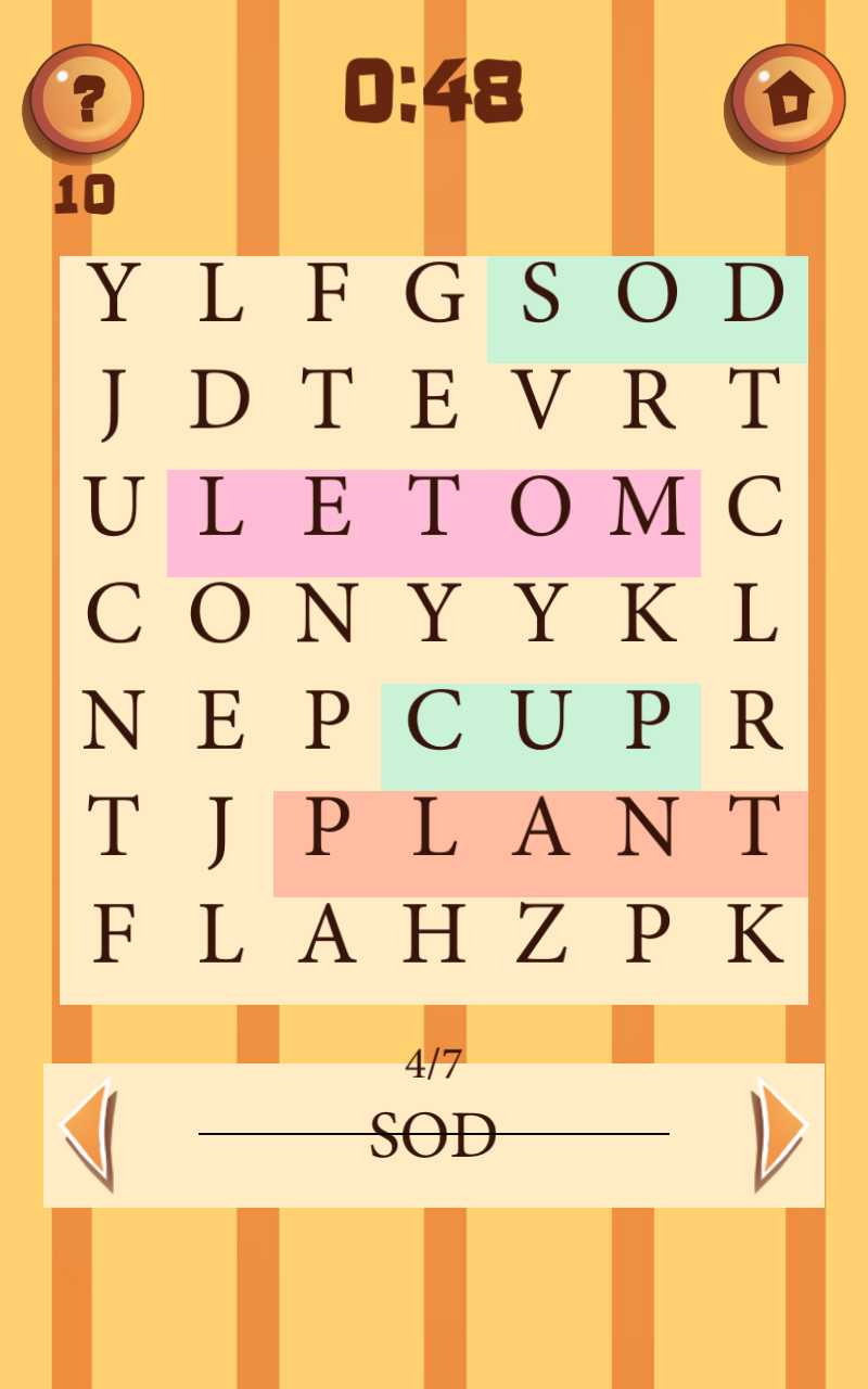 Android application Word search screenshort