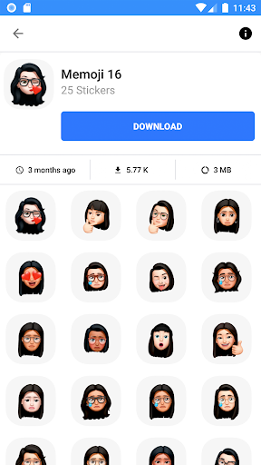 Android application WASticker: Memoji Stickers screenshort