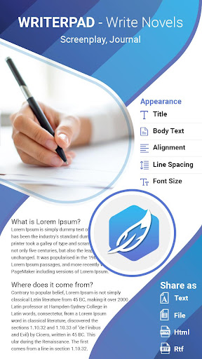 Android application WriterPad – Write Novels, Scre screenshort