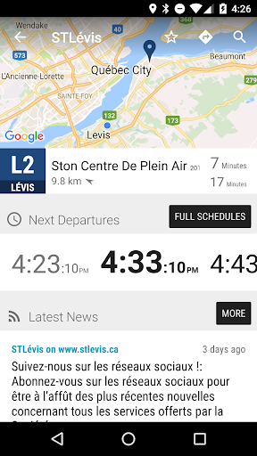 Lévis STL Bus - MonTransit Screen 2