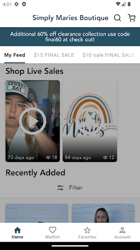Android application Simply Maries Boutique screenshort