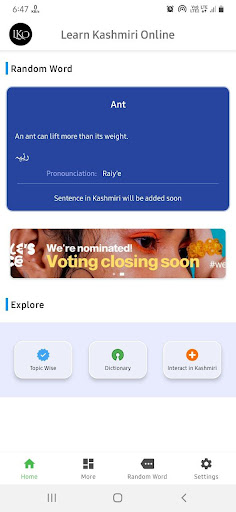 Android application Learn Kashmiri Online screenshort
