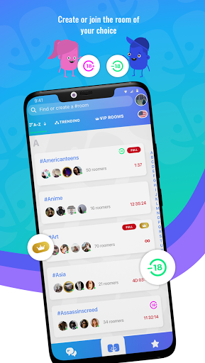 Android application Roomco: chat rooms, date, fun screenshort