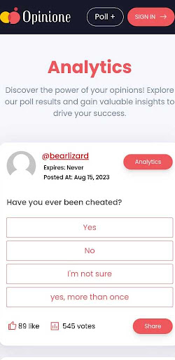 Android application Opinione screenshort