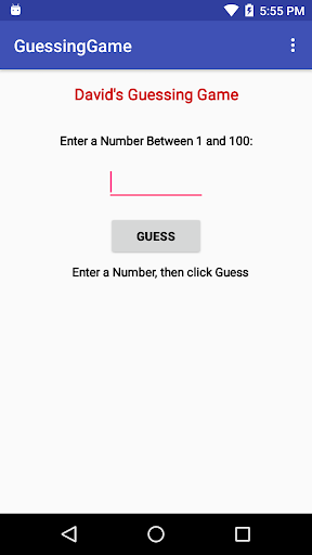 Android application GuessingGame screenshort