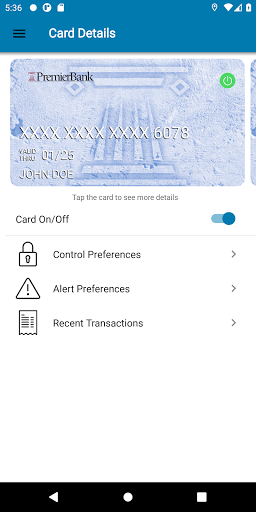 Android application PremierBank Card Secure screenshort