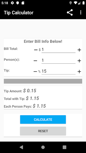 Android application Free Tip Calculator screenshort