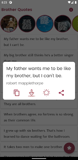 Android application Brother Quotes and Sayings screenshort