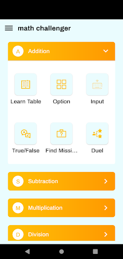 Android application math challenger screenshort
