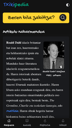 Android application Txikipedia screenshort
