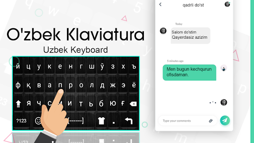 Teclado uzbeko en inglés escritura uzbeka y emoji