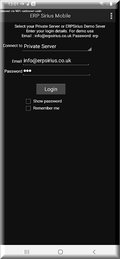 Android application ERPSirius Mobile screenshort