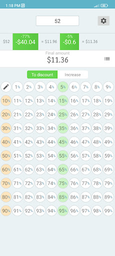 Android application Discounts calculator screenshort