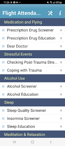 Android application Flight Attendant Wellness screenshort
