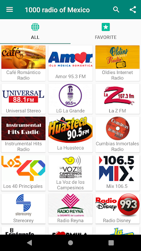 Android application 1000 radio of Mexico screenshort