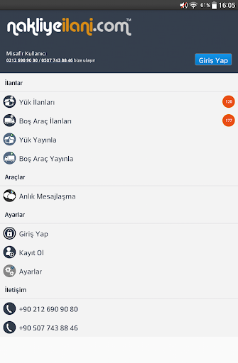 Android application Nakliye ilanı screenshort