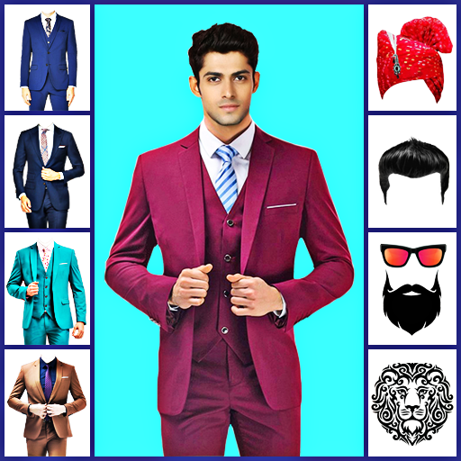Men office suit photo editor logo