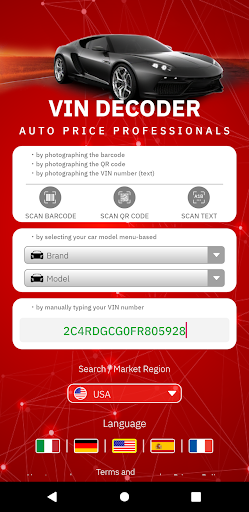 Android application VIN Decoder screenshort