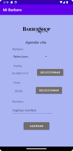 Android application MiBarberoApp screenshort