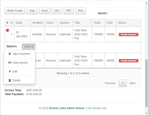 School Links Demo Portal Screen 3