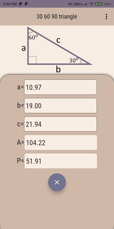 30 60 90 Triangle Calculator - 1.0.13 - (Android)