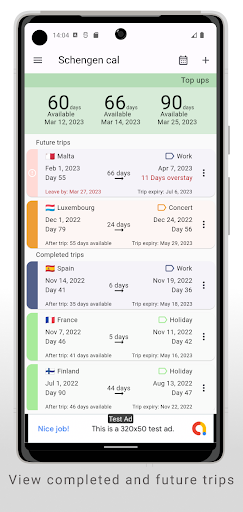 Android application Schengen Calculator screenshort