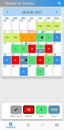 Android application Planilla de Trabajo screenshort