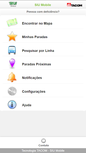 Android application TEU Ônibus screenshort
