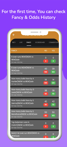 Lotus: Cricket Live Line Screen 2