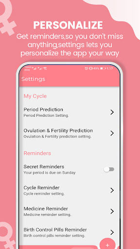 Screenshot of Fertilo Period TrackerCalendar