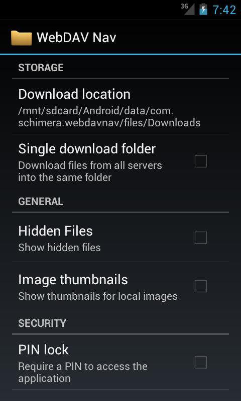 Android application WebDAV Navigator screenshort