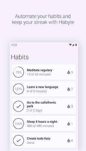 Android application Habyte－Automated habit tracker screenshort