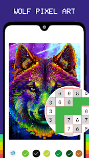 Wolf Pixel Coloring Number Art