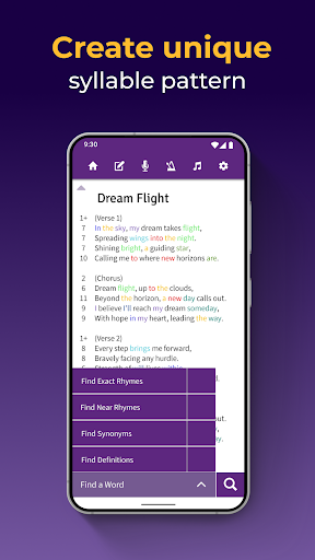 Screenshot of Lyrics Notepad - Song Writing