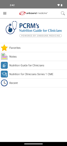 Android application Nutrition Guide for Clinicians screenshort