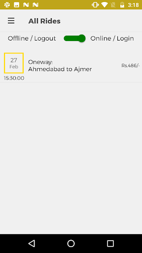 Android application OneWay.Cab - Vendor or Fleet O screenshort