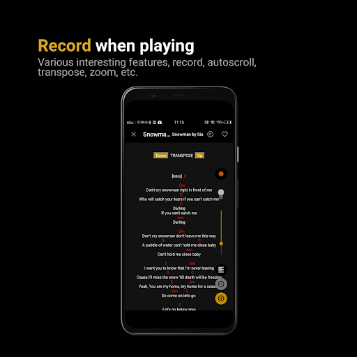 ChordE - Chord, Lyrics, Record Screen 2