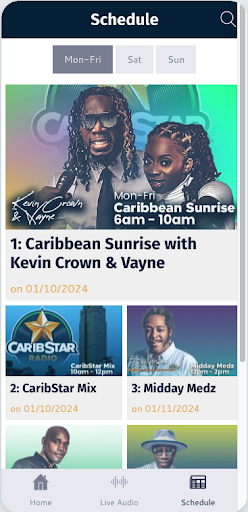 CaribStar Radio Screen 2