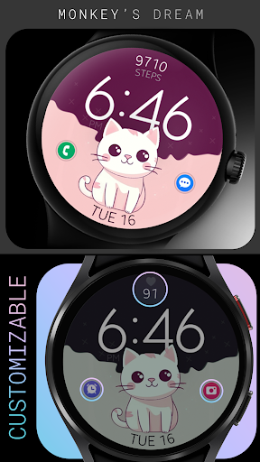 Android application Cat digital cute watch face screenshort