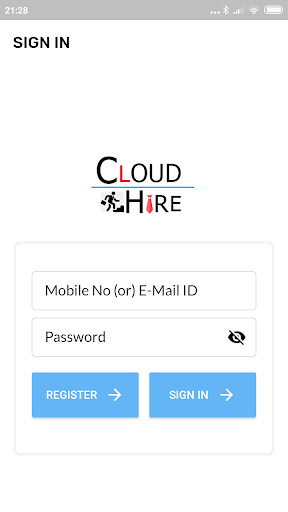 Android application CloudHire screenshort