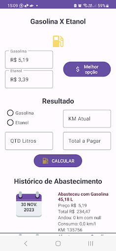 Android application Gasolina ou Etanol screenshort