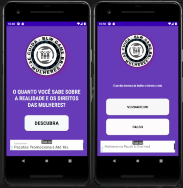 Android application SE CUIDA MULHERES BLW GAME BR screenshort